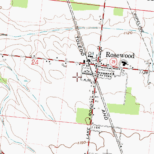 Topographic Map of Rosewood Census Designated Place, OH