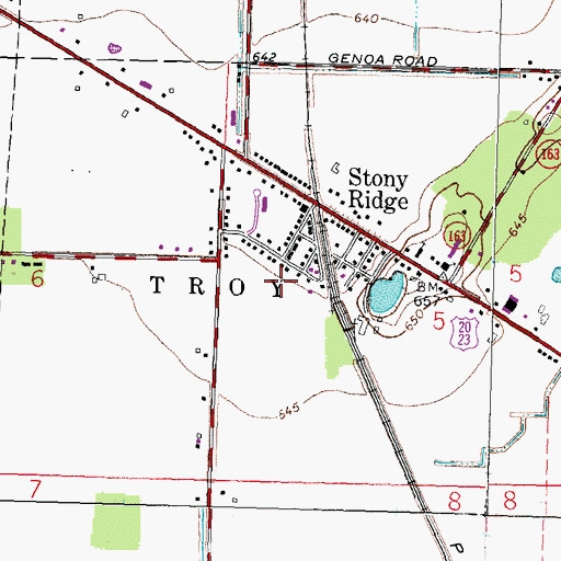 Topographic Map of Stony Ridge Census Designated Place, OH