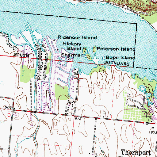 Topographic Map of Thornport Census Designated Place, OH