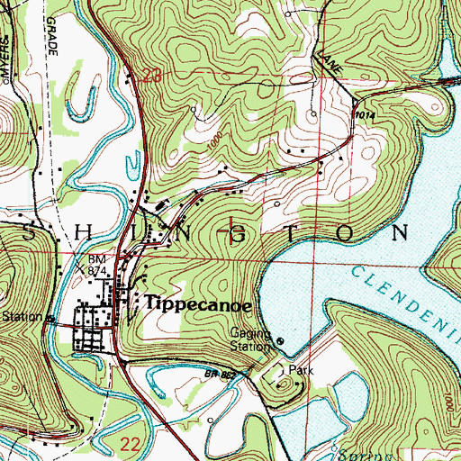 Topographic Map of Tippecanoe Census Designated Place, OH