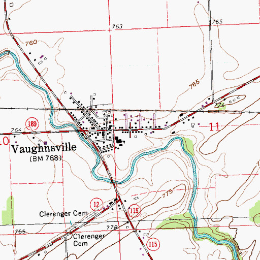 Topographic Map of Vaughnsville Census Designated Place, OH