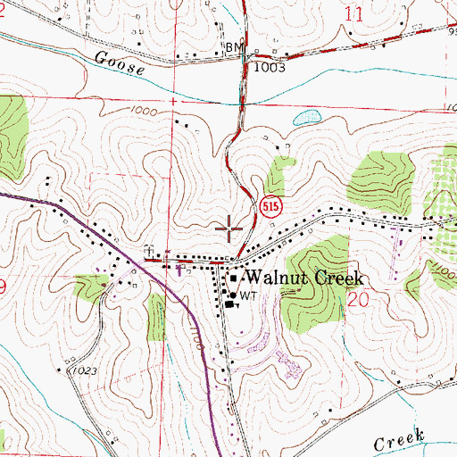 Topographic Map of Walnut Creek Census Designated Place, OH