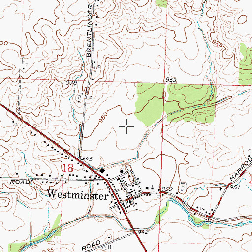 Topographic Map of Westminster Census Designated Place, OH