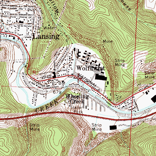 Topographic Map of Wolfhurst Census Designated Place, OH
