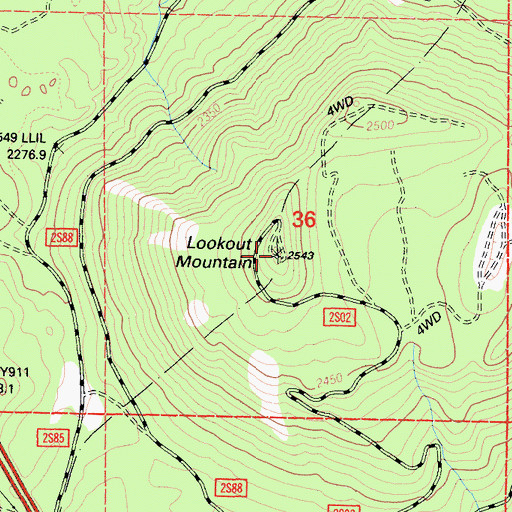 Topographic Map of Lookout Mountain, CA