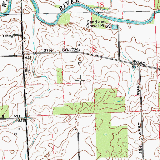 Topographic Map of Toland Farms, IN