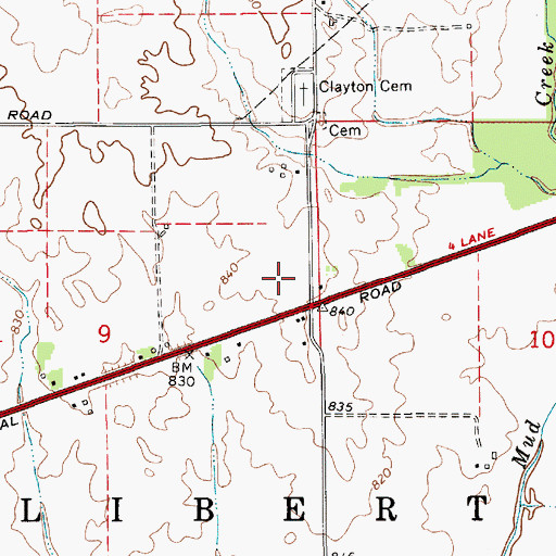 Topographic Map of Cox's Plant Farm, IN