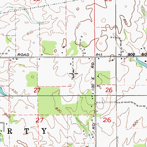 Topographic Map of Danlea Farms, IN