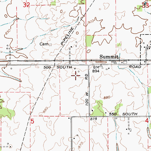 Topographic Map of Breneman Farms, IN