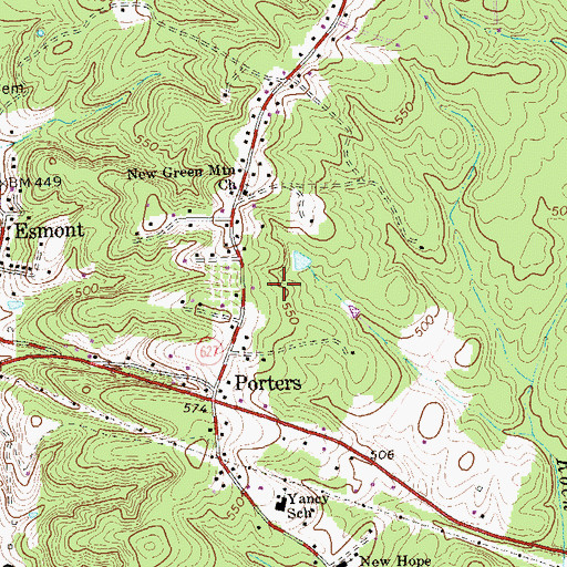 Topographic Map of Esmont Census Designated Place, VA
