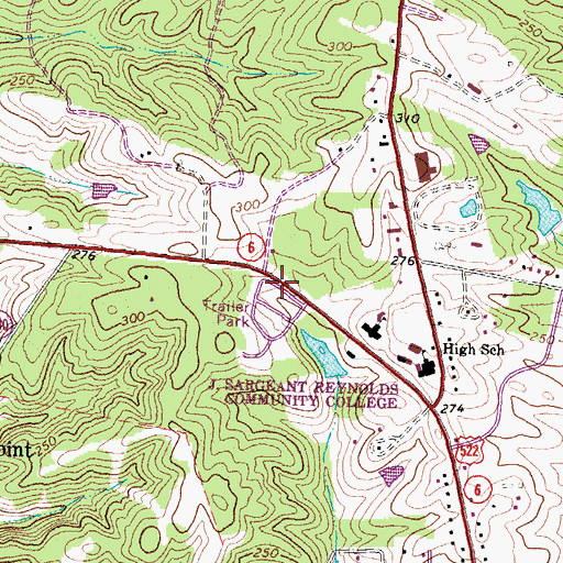 Topographic Map of Goochland Census Designated Place, VA
