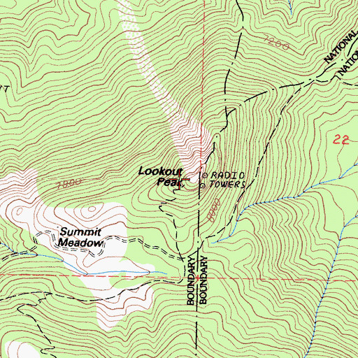 Topographic Map of Lookout Peak, CA