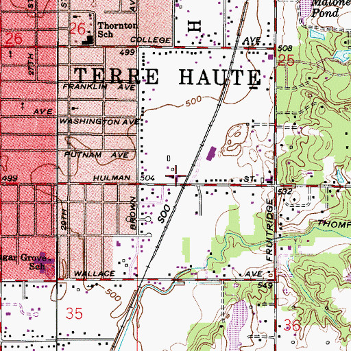 Topographic Map of Bunch Nurseries, IN