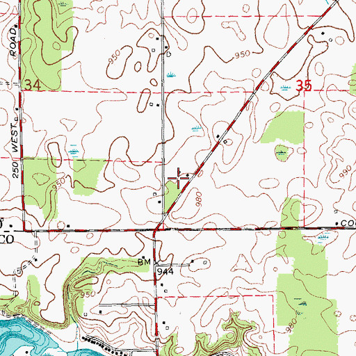 Topographic Map of Riddle Farms, IN