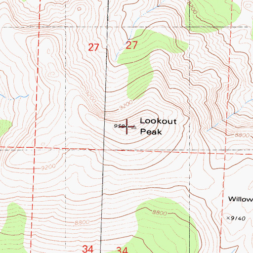 Topographic Map of Lookout Peak, CA