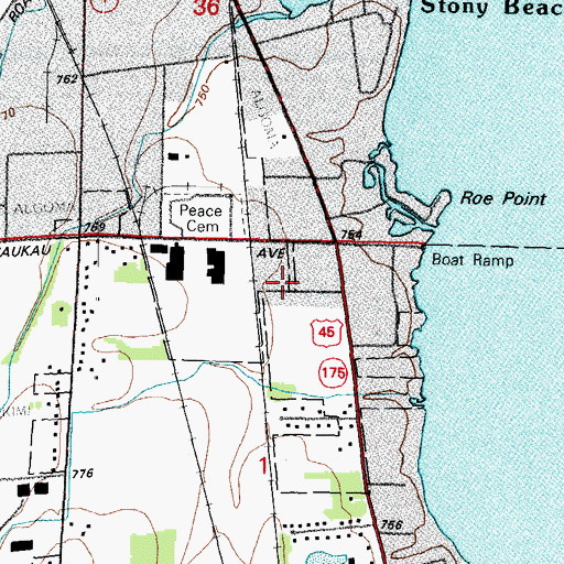 Topographic Map of Roe Nurseries, WI