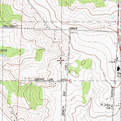 Topographic Map of Down To Earth Greenhouse and Nursery, WI
