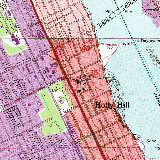 Topographic Map of Holly Hill Police Department, FL