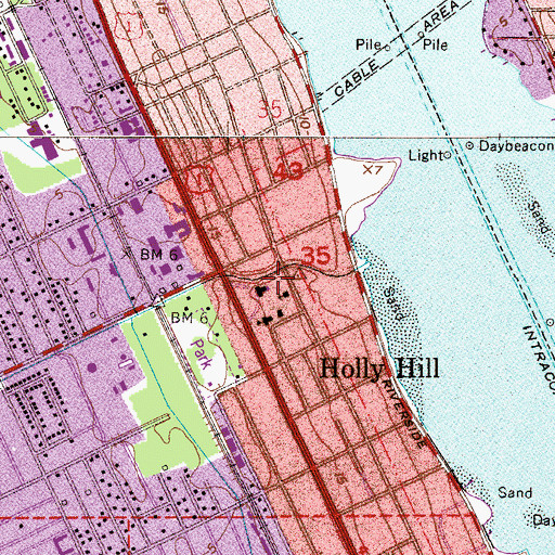 Topographic Map of Holly Hill City Hall, FL