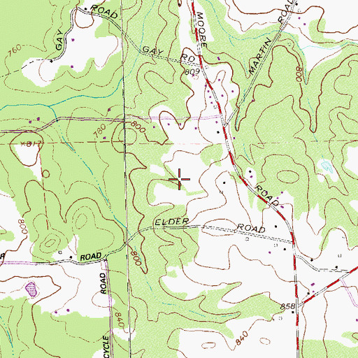 Topographic Map of Old Salem Cemetery, GA