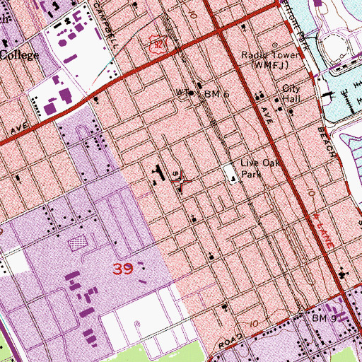 Topographic Map of Bible Baptist Church, FL