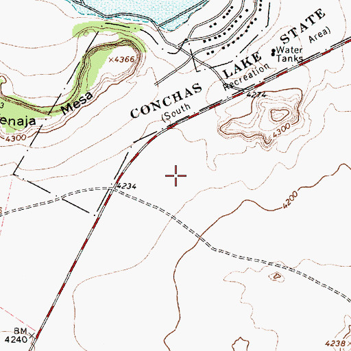 Topographic Map of Conchas Dam Census Designated Place, NM