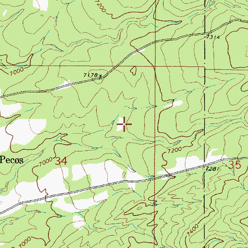 Topographic Map of East Pecos Census Designated Place, NM