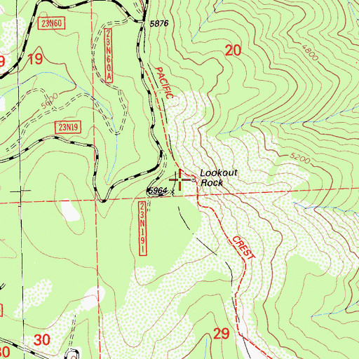 Topographic Map of Lookout Rock, CA