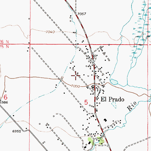 Topographic Map of El Prado Census Designated Place, NM