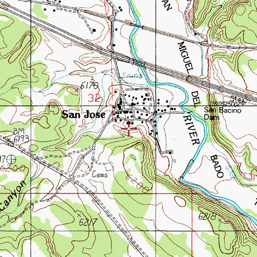 Topographic Map of San Jose Census Designated Place, NM