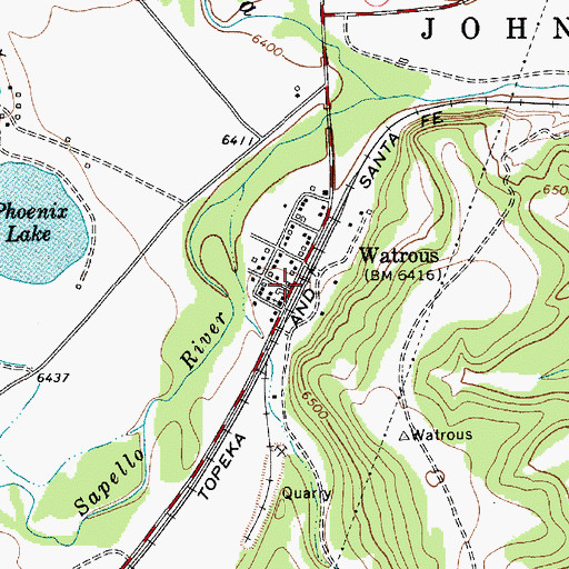 Topographic Map of Watrous Census Designated Place, NM