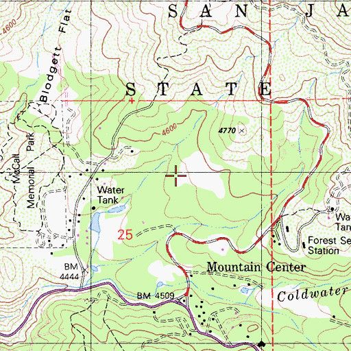Topographic Map of Mountain Center Census Designated Place, CA