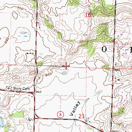 Topographic Map of Hann's Christmas Farm, WI