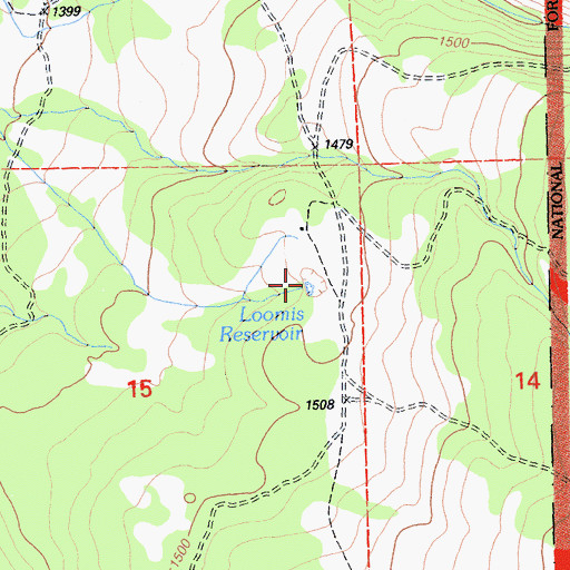 Topographic Map of Loomis Reservoir, CA