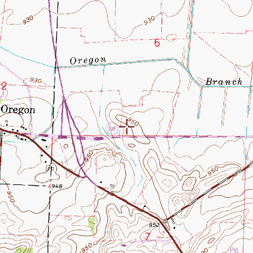 Topographic Map of Oregon Farm Center, WI