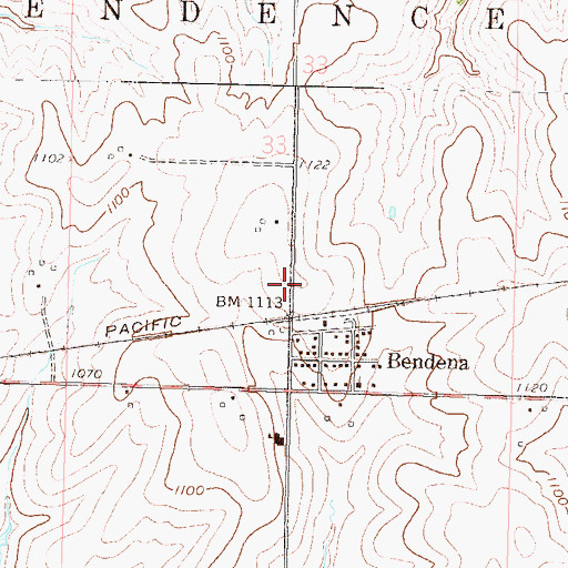 Topographic Map of Bendena Census Designated Place, KS