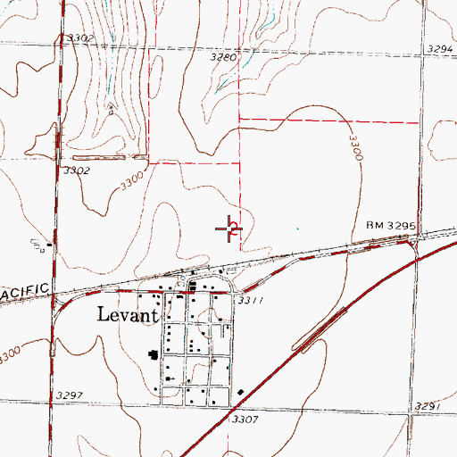 Topographic Map of Levant Census Designated Place, KS