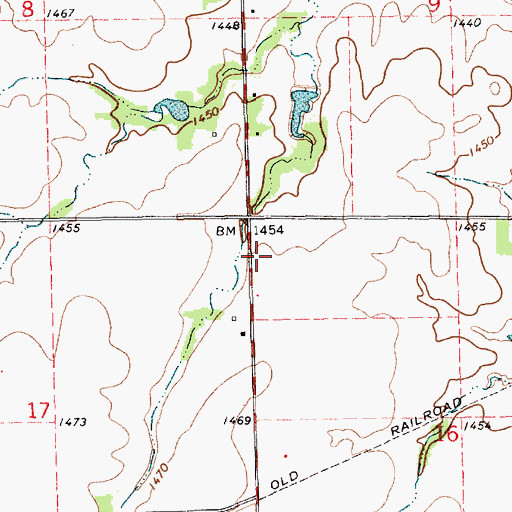 Topographic Map of Milton Census Designated Place, KS