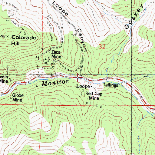 Topographic Map of Loope Canyon, CA
