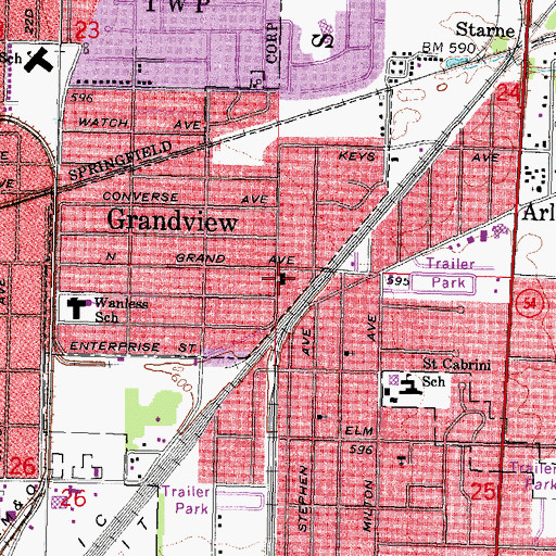 Topographic Map of Wesley United Methodist Church, IL