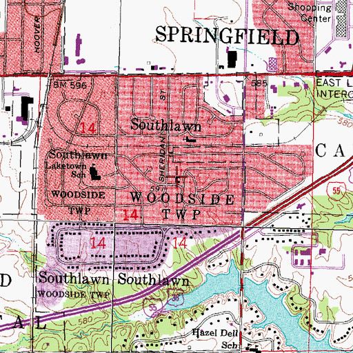 Topographic Map of Woodside United Methodist Church, IL