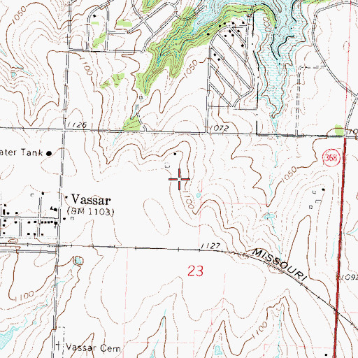 Topographic Map of Vassar Census Designated Place, KS