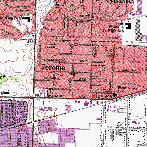 Topographic Map of Jerome United Methodist Church, IL