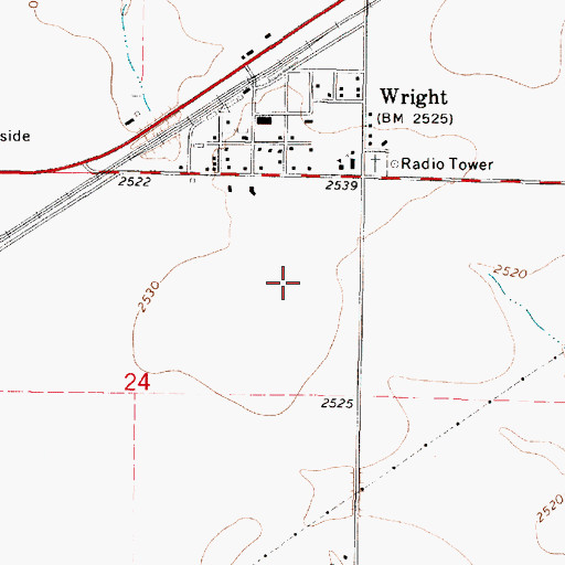Topographic Map of Wright Census Designated Place, KS