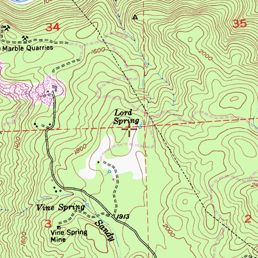 Topographic Map of Lord Spring, CA