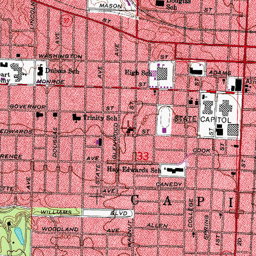 Topographic Map of Westminster Presbyterian Church, IL