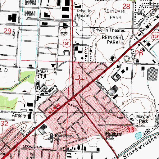 Topographic Map of Klein Floral and Greenhouses, WI