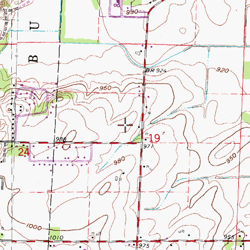Topographic Map of Bailey Farms, WI