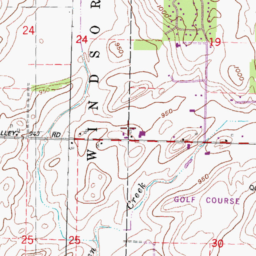 Topographic Map of Porter Farms, WI