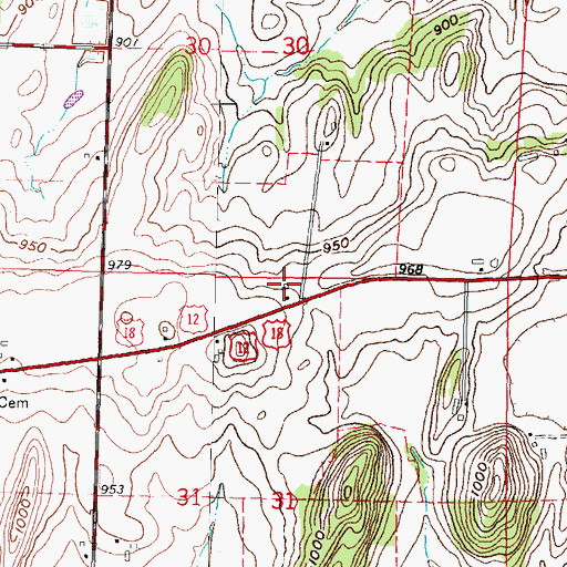 Topographic Map of Mikkelson Farm, WI